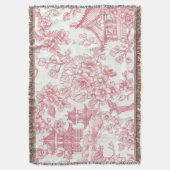 Rosa Chinoiserie-Toile-Drache Kirschblüte Decke (Vorderseite Vertikal)