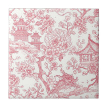 Rosa Chinoiserie-Toile-Drache Kirschblüte