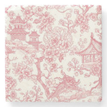 Rosa Chinoiserie-Toile-Drache Kirschblüte