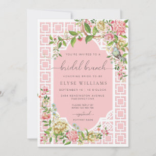Rosa Chinoiserie Trianon-Brautfrühstück-Einladung Einladung
