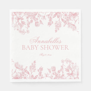 Rosa Chinoiserie Vintage Blumen Baby Shower Desser Serviette