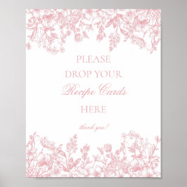 Rosa Chinoiserie Vintage Blumen Rezept teilen Poster