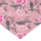 Rosa Chinoiserie Vogel Blumenbaumwolle Speisen Tischdecke (Schrägansicht)