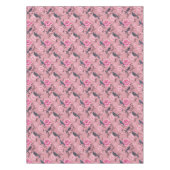 Rosa Chinoiserie Vogel Blumenbaumwolle Speisen Tischdecke (Vorderseite)