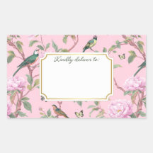 Rosa Chinoiserie-Vögel und Blüten
