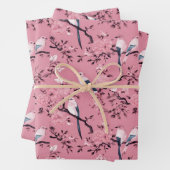 Rosa Chinoiserie Vogelblumendekutsche Geschenkpapier Set (Beispiel)