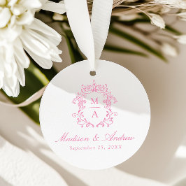 Rosa Chinoiserie Wappen Monogram Wedding Geschenkanhänger