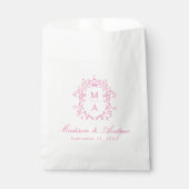 Rosa Chinoiserie Wappen Monogram Wedding Geschenktütchen (Vorderseite)
