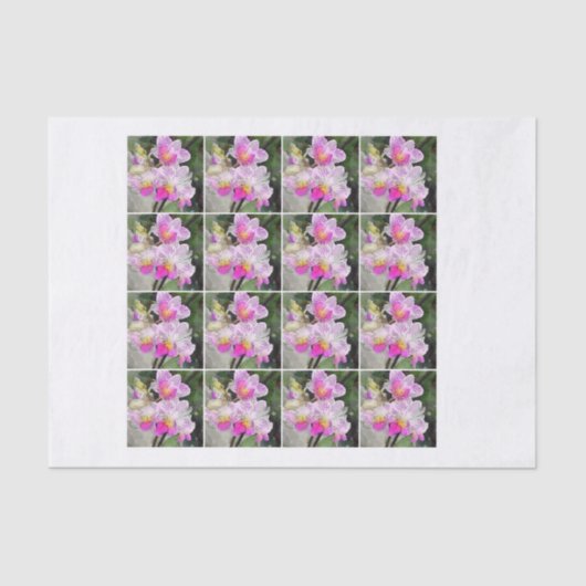 rosa Chintz decoupage Orchidee mit 16 Aquarellen Seidenpapier (Vorderseite)
