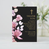 Rosa Christliche Feier des Fotos Dankeskarte (Stehend Vorderseite)