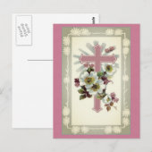 Rosa Christliche Kreuzkarte Postkarte (Vorne/Hinten)