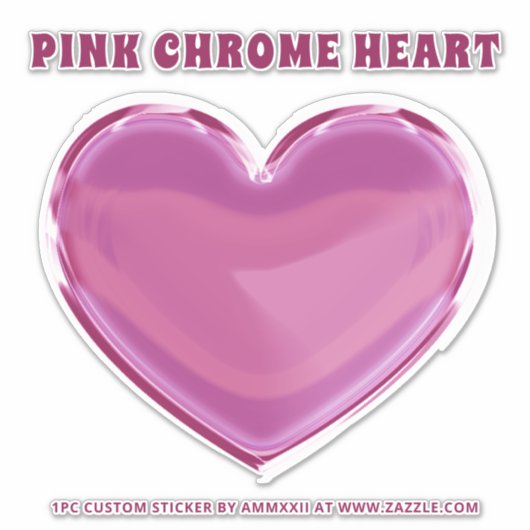 Rosa Chrome Heart Sticker (Vorderseite)