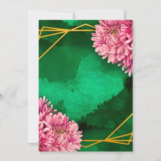 Rosa Chrysanthema Gold Engagement Party Einladung (Rückseite)