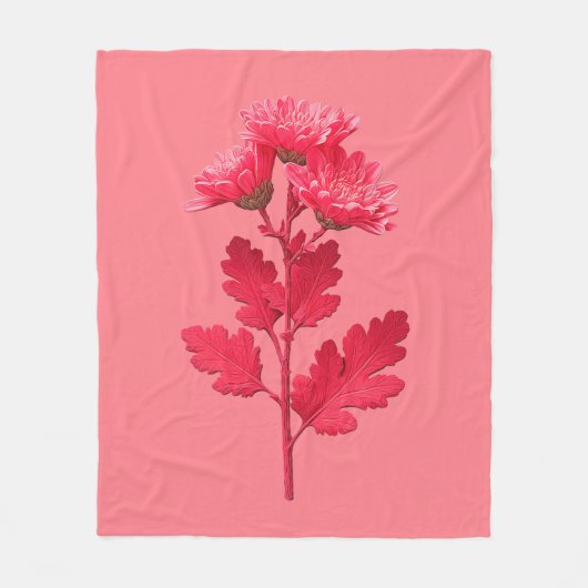 Rosa Chrysantheme  Fleecedecke (Vorderseite)