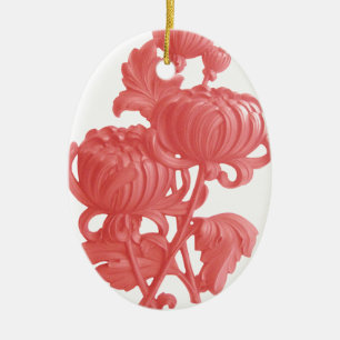 Rosa Chrysantheme Keramikornament