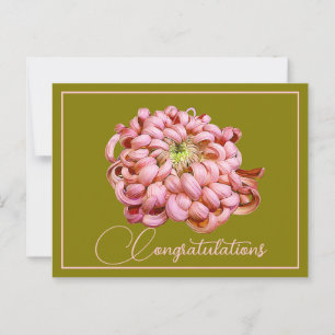 Rosa Chrysantheme Oliven Hintergrund Gratulation Postkarte