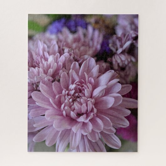 Rosa Chrysanthemen-Blumenfoto Puzzle (Vertikal)