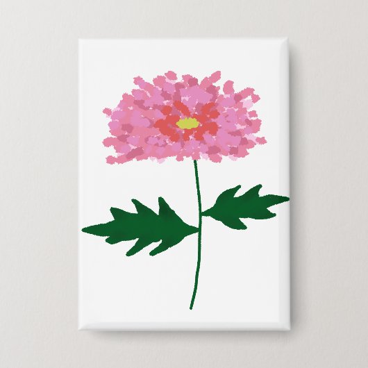 Rosa Chrysanthemen-Blumengeschenk Button (Vorderseite)