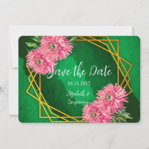 Rosa Chrysanthemen Gold Geometrische Hochzeit Save The Date