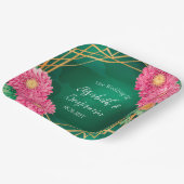 Rosa Chrysanthemen mit geometrischer Hochzeit Pappteller (Gewinkelt)