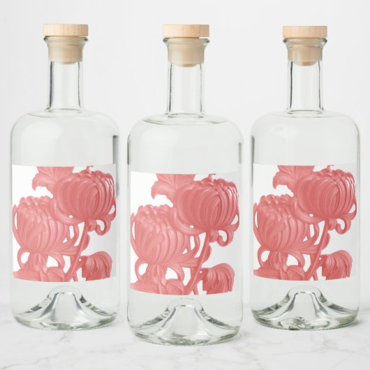 Rosa Chrysanthemum Alkoholflaschenetikett (Flaschen)