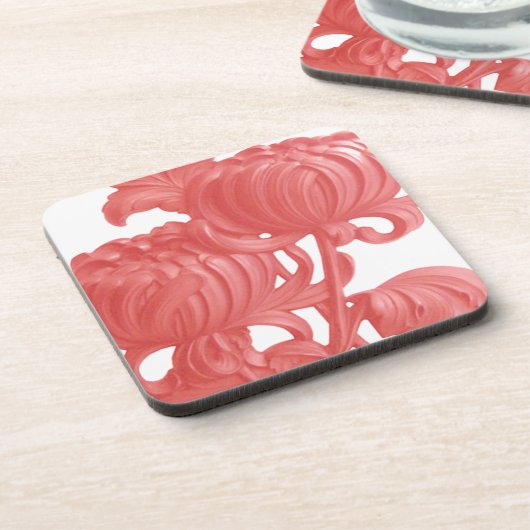 Rosa Chrysanthemum Getränkeuntersetzer (Linke Seite)