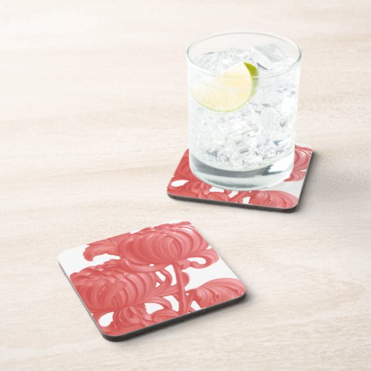 Rosa Chrysanthemum Getränkeuntersetzer (Rechte Seite)