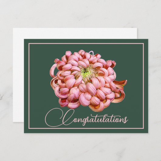 Rosa Chrysanthemum Grüner Hintergrund Herzlichen G Postkarte (Vorne/Hinten)