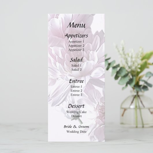 Rosa Chrysanthemum Herzmenü Menükarte (Stehend Vorderseite)