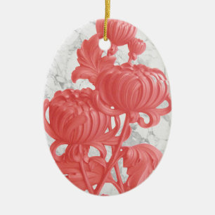 Rosa Chrysanthemum Keramik Ornament