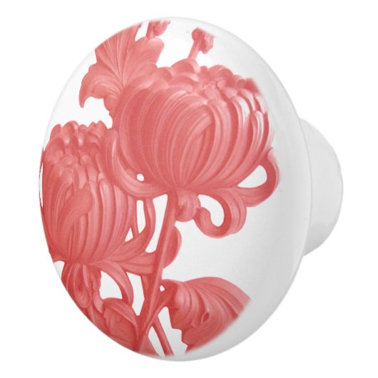 Rosa Chrysanthemum Keramikknauf (Rechts)
