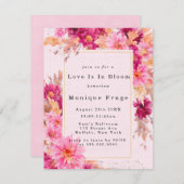Rosa Chrysanthemum Liebe ist im Brautparty Einladung (Vorne/Hinten)