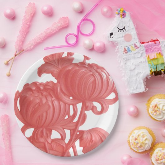 Rosa Chrysanthemum Pappteller (Party)