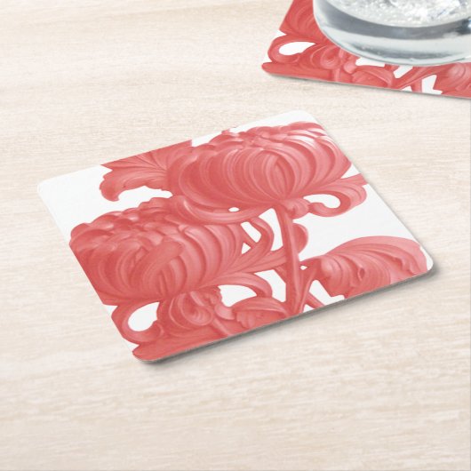 Rosa Chrysanthemum Rechteckiger Pappuntersetzer (angewinkelt)