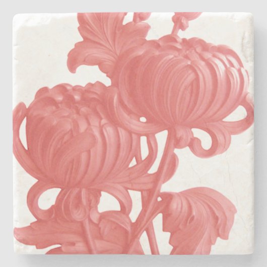 Rosa Chrysanthemum Steinuntersetzer (Vorderseite)