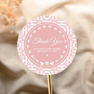 Rosa Cielito Lindo Papel Picado Baby Shower Runder Aufkleber