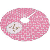 Rosa Circle Polka Dot Monogram, Initial Tree Skirt Polyester Weihnachtsbaumdecke (Schrägansicht)