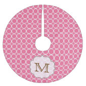 Rosa Circle Polka Dot Monogram, Initial Tree Skirt Polyester Weihnachtsbaumdecke (Vorderseite)