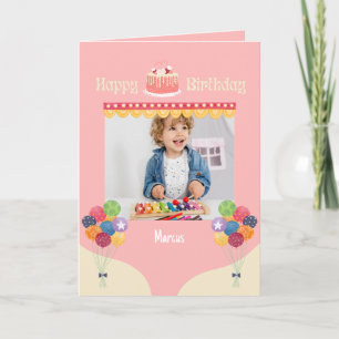 Rosa Circus Cake Happy Birthday Foto Card Karte
