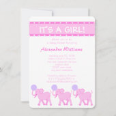 Rosa Circus Kinderdusche ein Mädchen bezaubernd Einladung (Vorderseite)