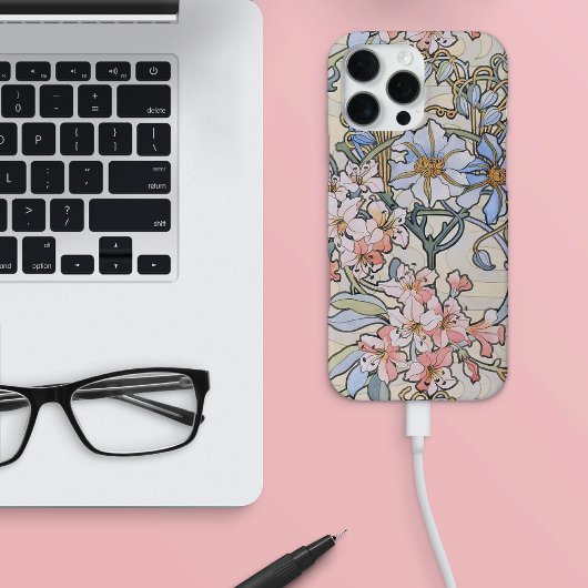 Rosa Clematis Blühende Alphonse Mucha iPhone Hülle