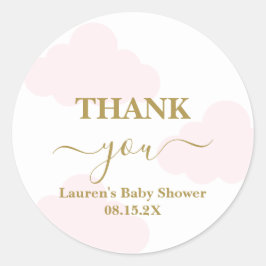 Rosa Cloud Baby Shower Girl Classic Round Sticker