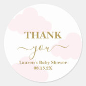 Rosa Cloud Baby Shower Girl Classic Round Sticker (Vorderseite)