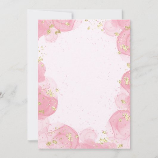 Rosa Cloud Nine 9 Gold Glitzer Girl Baby Dusche Einladung (Rückseite)