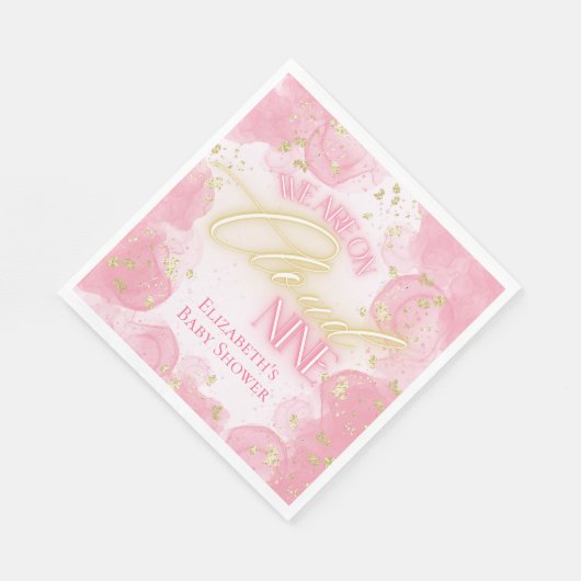 Rosa Cloud Nine 9 Gold Glitzer Girl Baby Dusche Serviette (Ecke)