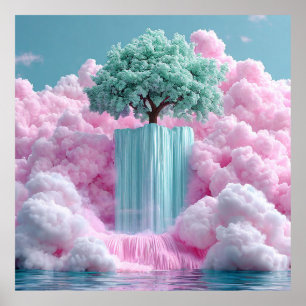 🌸 Rosa Cloud Traum Baum Wanddekoration Geschenk f Poster