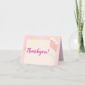 Rosa Cocktail & Champagner Junggesellinnenabschied Dankeskarte (Vorderseite)