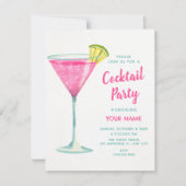 Rosa Cocktail Einladung (Vorderseite)