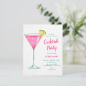 Rosa Cocktail Einladung (Stehend Vorderseite)