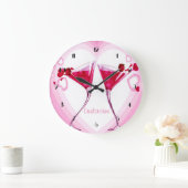 Rosa Cocktail-Glas-runde Wanduhr (Zuhause)